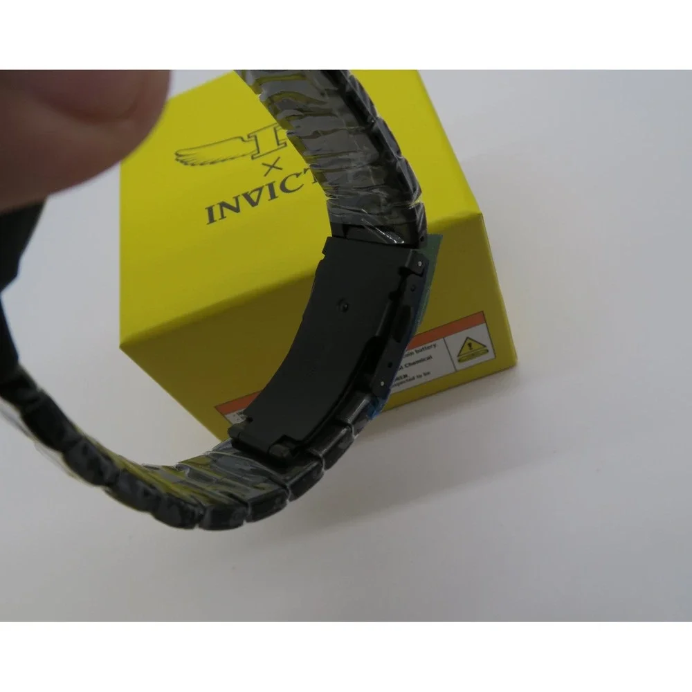 Invicta Mens Black Ion-Plated Stainless Steel Quartz Watch New